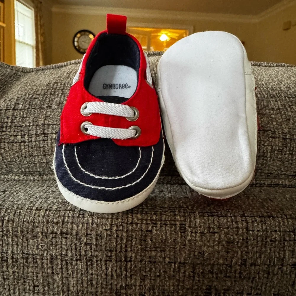 Gymboree Red and Navy Baby Shoes size 1 - Picture 2 of 2